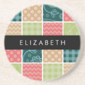 Zigzag, Zickzack, Gingham, Polka Dots, Ihr Name Getränkeuntersetzer (Vorne)