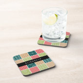 Zigzag, Zickzack, Gingham, Polka Dots, Ihr Name Getränkeuntersetzer (Rechte Seite)