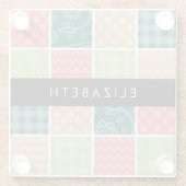Zigzag, Zickzack, Gingham, Polka Dots, Ihr Name Glasuntersetzer (Rückseite)