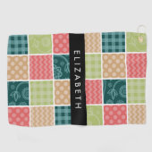 Zigzag, Zickzack, Gingham, Polka Dots, Ihr Name Golfhandtuch (Horizontal)