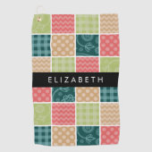 Zigzag, Zickzack, Gingham, Polka Dots, Ihr Name Golfhandtuch (Vorderseite)