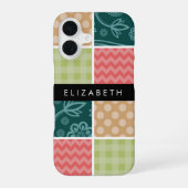 Zigzag, Zickzack, Gingham, Polka Dots, Ihr Name iPhone 16 Hülle (Rückseite)
