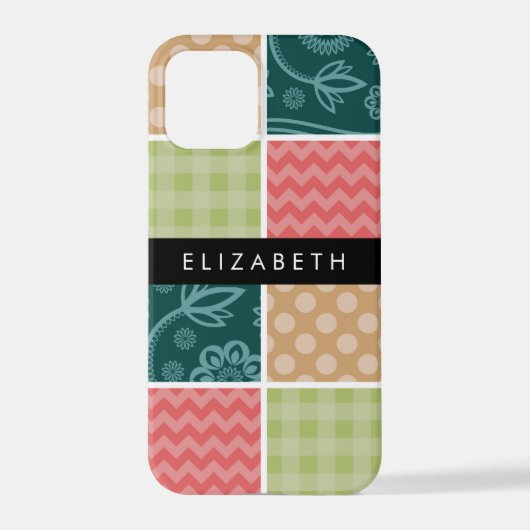 Zigzag, Zickzack, Gingham, Polka Dots, Ihr Name iPhone Hülle (Rückseite)