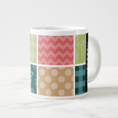 Zigzag, Zickzack, Gingham, Polka Dots, Ihr Name Jumbo-Tasse (Vorderseite Rechts)