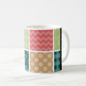 Zigzag, Zickzack, Gingham, Polka Dots, Ihr Name Kaffeetasse (VorderseiteRechts)
