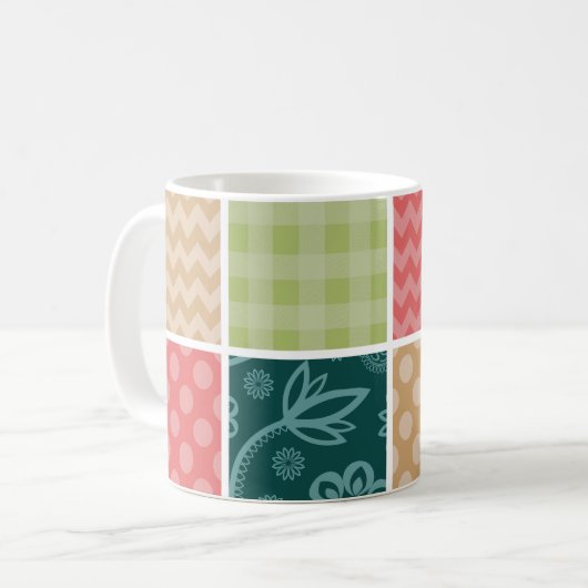 Zigzag, Zickzack, Gingham, Polka Dots, Ihr Name Kaffeetasse (Vorderseite Links)