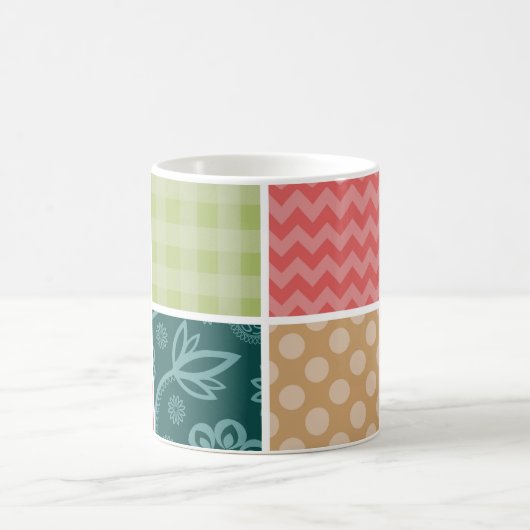 Zigzag, Zickzack, Gingham, Polka Dots, Ihr Name Kaffeetasse (Mittel)