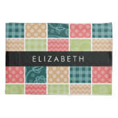 Zigzag, Zickzack, Gingham, Polka Dots, Ihr Name Kissenbezug (Rückseite)