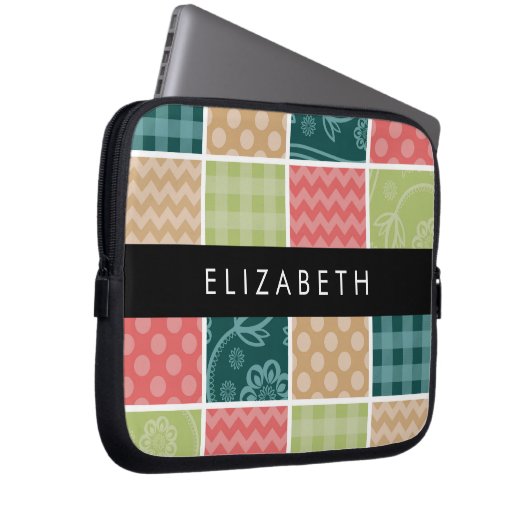 Zigzag, Zickzack, Gingham, Polka Dots, Ihr Name Laptopschutzhülle (Vorne Rechts)