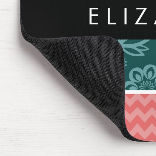 Zigzag, Zickzack, Gingham, Polka Dots, Ihr Name Mousepad (Ecke)