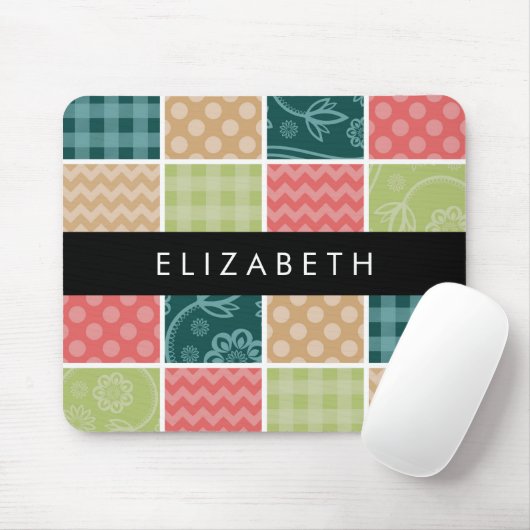 Zigzag, Zickzack, Gingham, Polka Dots, Ihr Name Mousepad (Mit Mouse)