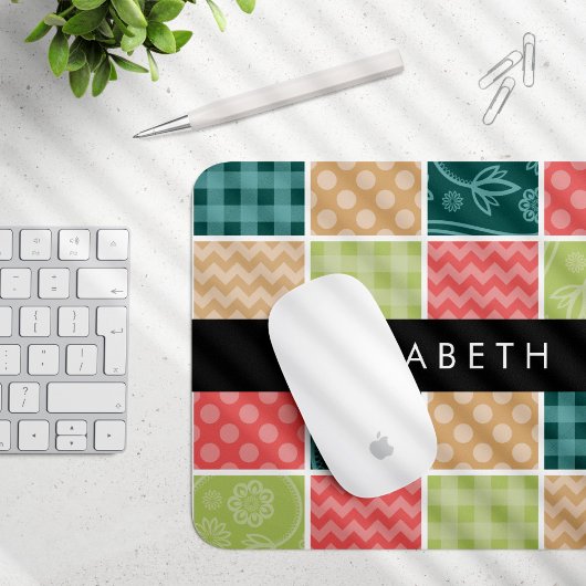 Zigzag, Zickzack, Gingham, Polka Dots, Ihr Name Mousepad
