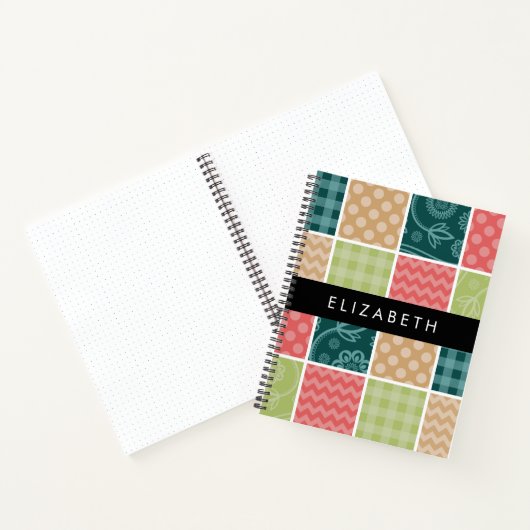 Zigzag, Zickzack, Gingham, Polka Dots, Ihr Name Notizblock (Innenseite)