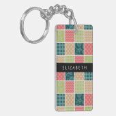 Zigzag, Zickzack, Gingham, Polka Dots, Ihr Name Schlüsselanhänger (Vorderseite links)