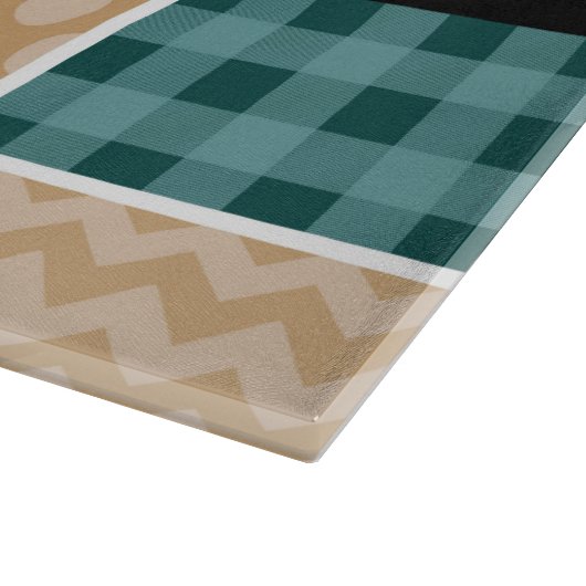 Zigzag, Zickzack, Gingham, Polka Dots, Ihr Name Schneidebrett (Ecke)