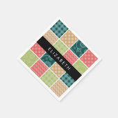 Zigzag, Zickzack, Gingham, Polka Dots, Ihr Name Serviette (Ecke)