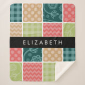 Zigzag, Zickzack, Gingham, Polka Dots, Ihr Name Sherpadecke (Vorderseite)