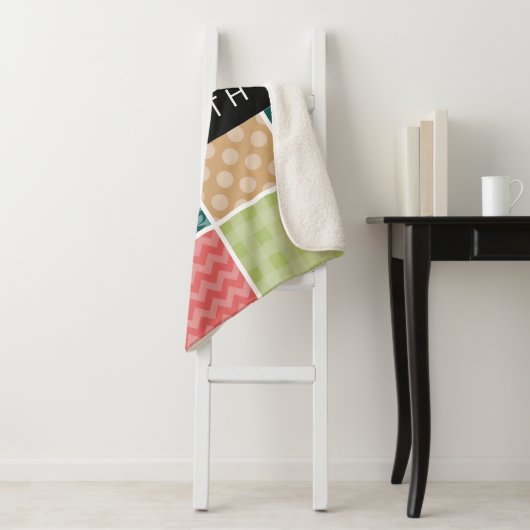 Zigzag, Zickzack, Gingham, Polka Dots, Ihr Name Sherpadecke (Beispiel)