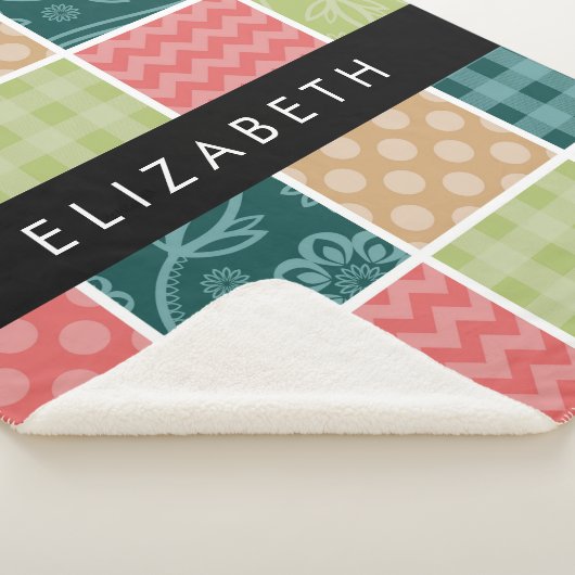 Zigzag, Zickzack, Gingham, Polka Dots, Ihr Name Sherpadecke (3/4)