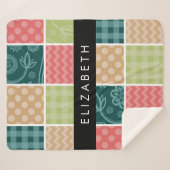 Zigzag, Zickzack, Gingham, Polka Dots, Ihr Name Sherpadecke (Vorderseite (Horizontal))