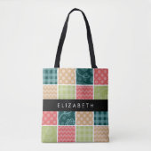 Zigzag, Zickzack, Gingham, Polka Dots, Ihr Name Tasche (Vorderseite)