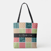Zigzag, Zickzack, Gingham, Polka Dots, Ihr Name Tasche (Rückseite)