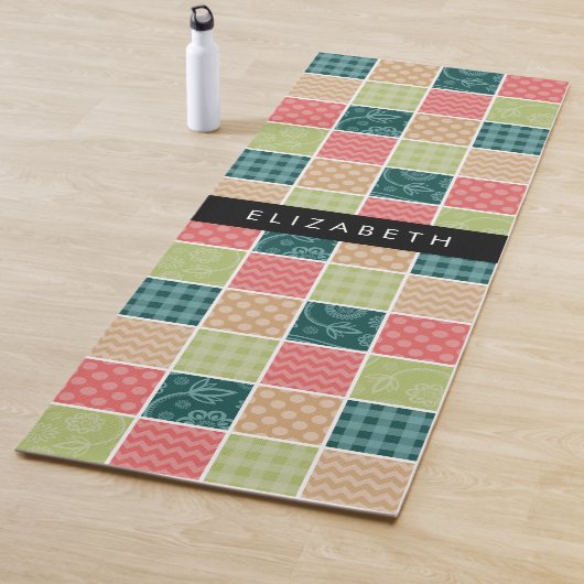Zigzag, Zickzack, Gingham, Polka Dots, Ihr Name Yogamatte (Beispiel)