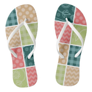 Zigzag, Zickzack, Gingham, Polka Dots, Patchwork Badesandalen