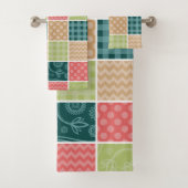 Zigzag, Zickzack, Gingham, Polka Dots, Patchwork Badhandtuch Set (Insitu)
