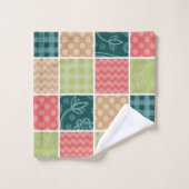 Zigzag, Zickzack, Gingham, Polka Dots, Patchwork Badhandtuch Set (Waschlappen)