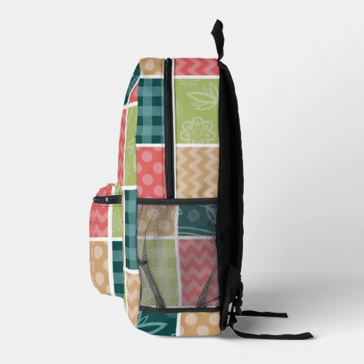 Zigzag, Zickzack, Gingham, Polka Dots, Patchwork Bedruckter Rucksack (Rechts)