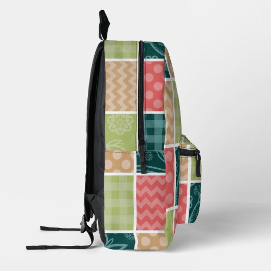 Zigzag, Zickzack, Gingham, Polka Dots, Patchwork Bedruckter Rucksack (Links)