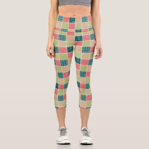 Zigzag, Zickzack, Gingham, Polka Dots, Patchwork Capri Leggings