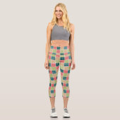 Zigzag, Zickzack, Gingham, Polka Dots, Patchwork Capri Leggings (Vorderseite)