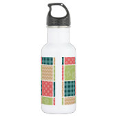 Zigzag, Zickzack, Gingham, Polka Dots, Patchwork Edelstahlflasche (Rückseite)