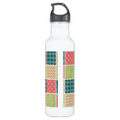 Zigzag, Zickzack, Gingham, Polka Dots, Patchwork Edelstahlflasche (Rückseite)