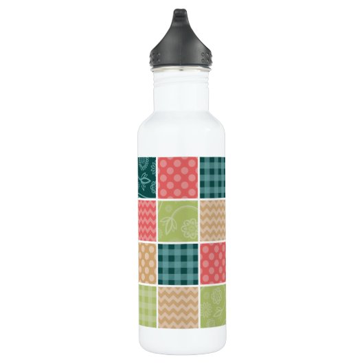 Zigzag, Zickzack, Gingham, Polka Dots, Patchwork Edelstahlflasche (Rechts)