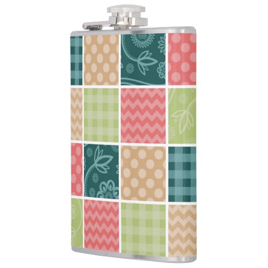 Zigzag, Zickzack, Gingham, Polka Dots, Patchwork Flachmann (Links)