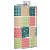 Zigzag, Zickzack, Gingham, Polka Dots, Patchwork Flachmann (Rechts)