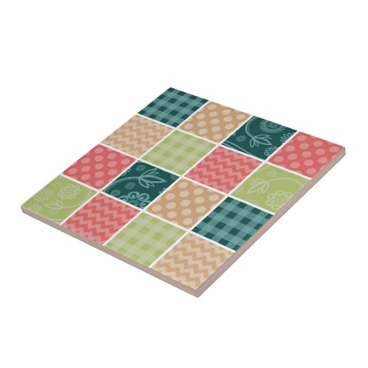 Zigzag, Zickzack, Gingham, Polka Dots, Patchwork Fliese (Seite)