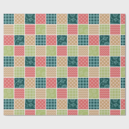 Zigzag, Zickzack, Gingham, Polka Dots, Patchwork Geschenkpapier (Flach)
