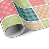 Zigzag, Zickzack, Gingham, Polka Dots, Patchwork Geschenkpapier (Rolleneckpunkt)