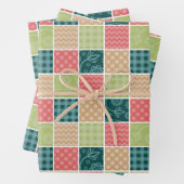 Zigzag, Zickzack, Gingham, Polka Dots, Patchwork Geschenkpapier Set (Beispiel)