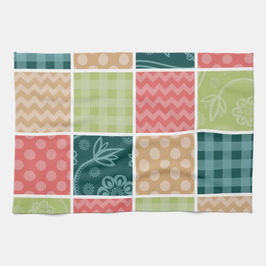 Zigzag, Zickzack, Gingham, Polka Dots, Patchwork Geschirrtuch (Horizontal)