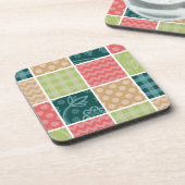 Zigzag, Zickzack, Gingham, Polka Dots, Patchwork Getränkeuntersetzer (Linke Seite)