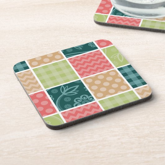 Zigzag, Zickzack, Gingham, Polka Dots, Patchwork Getränkeuntersetzer (Linke Seite)