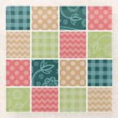 Zigzag, Zickzack, Gingham, Polka Dots, Patchwork Glasuntersetzer (Vorderseite)