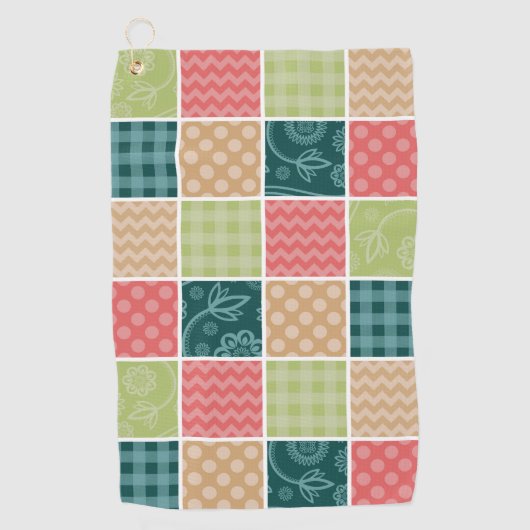 Zigzag, Zickzack, Gingham, Polka Dots, Patchwork Golfhandtuch (Vorderseite)