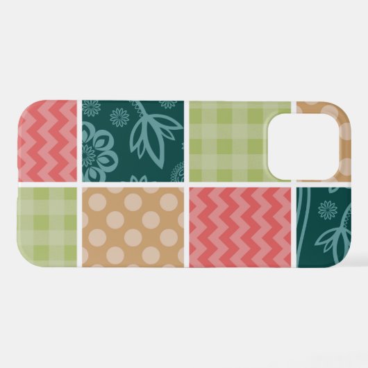 Zigzag, Zickzack, Gingham, Polka Dots, Patchwork iPhone Hülle (Rückseite (Horizontal))