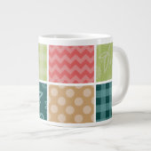 Zigzag, Zickzack, Gingham, Polka Dots, Patchwork Jumbo-Tasse (Vorderseite Rechts)